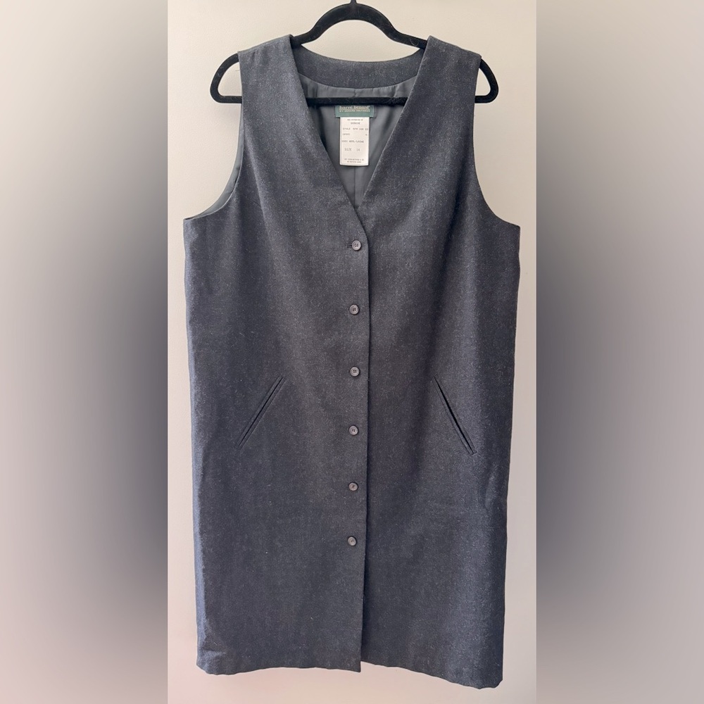 Vintage Outerwear HARVE BENARD Grey Wool Sleeveless Button Down Dress Vest 14